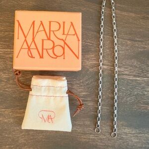 Marla Aaron 15” polished silver biker chain with 14k yellow gold hoops